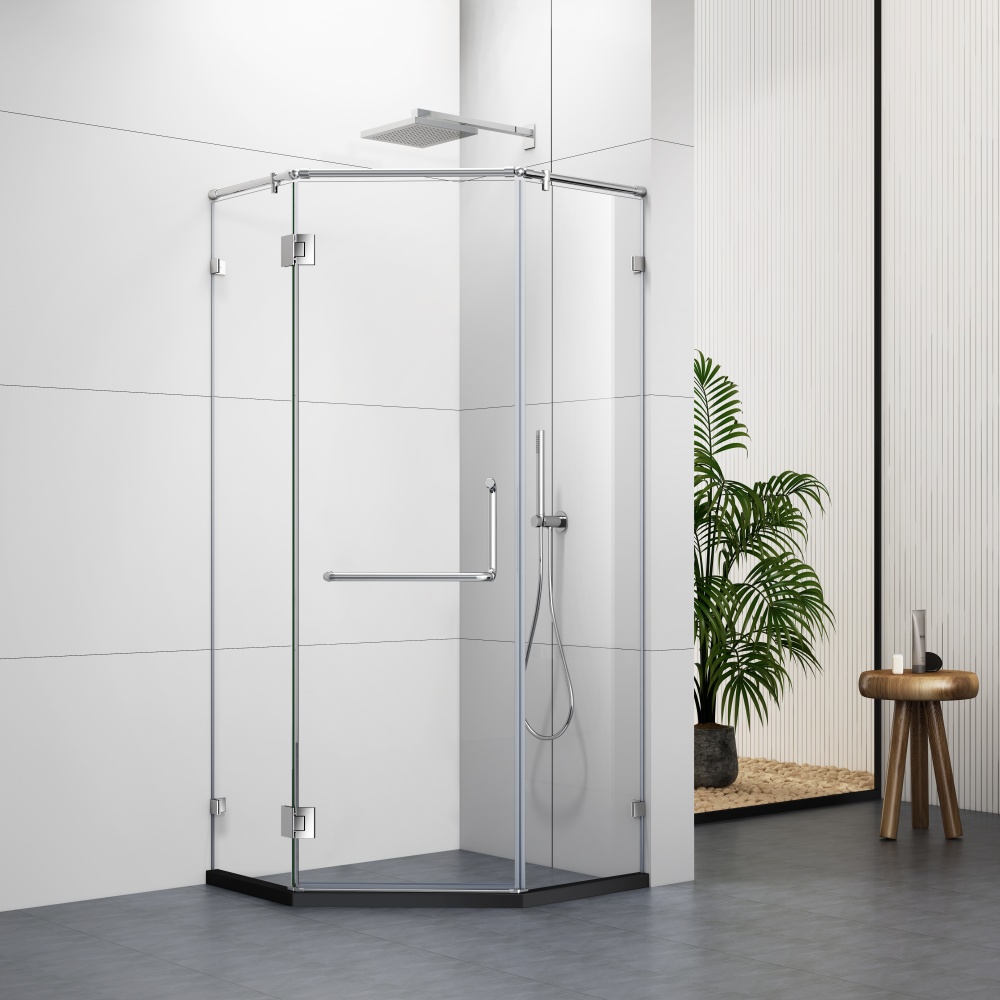 S6070ZCH  Chrome Frameless Shower Enclosure With Hinge Door