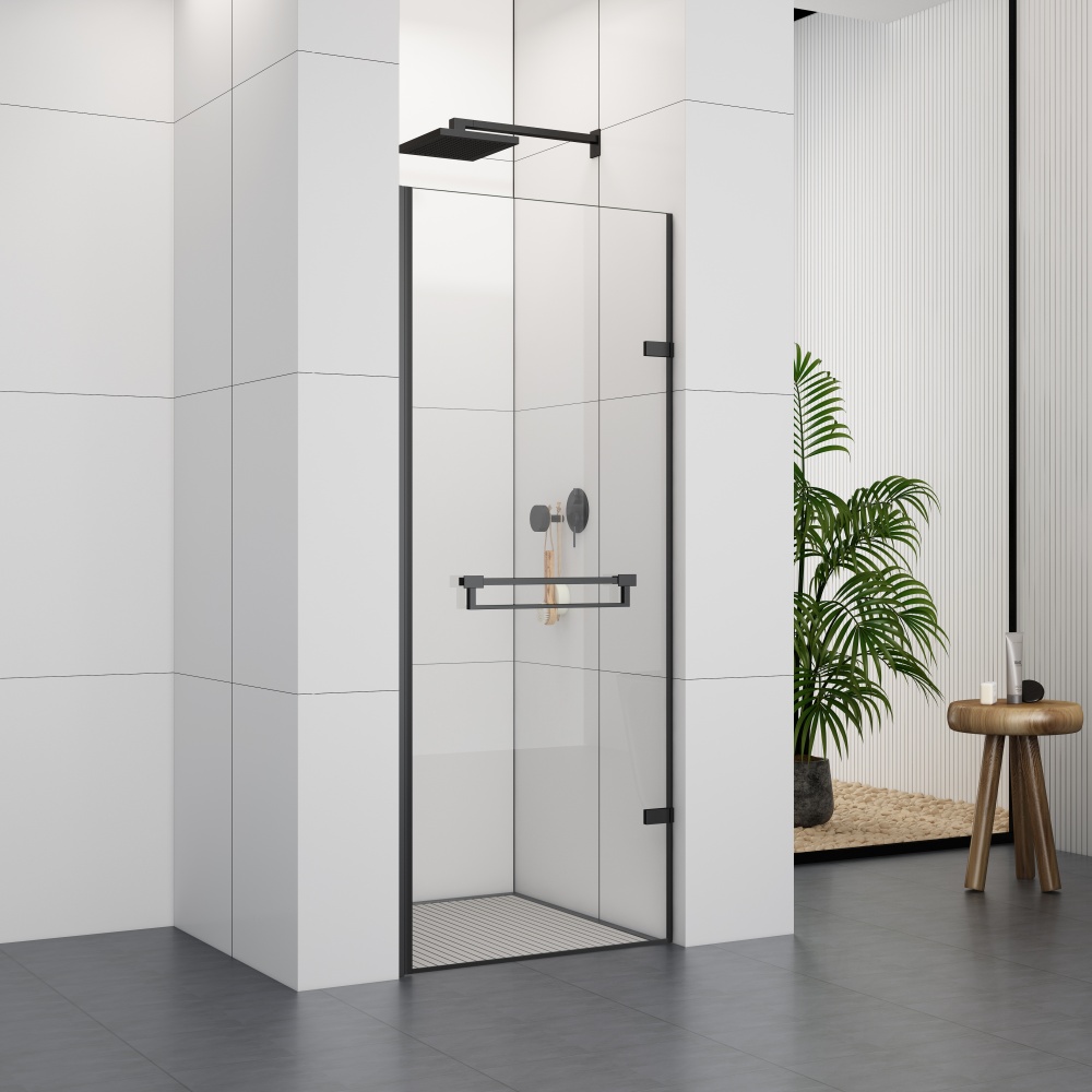 S6080SBL Chrome Frame Single Hinge Shower Door