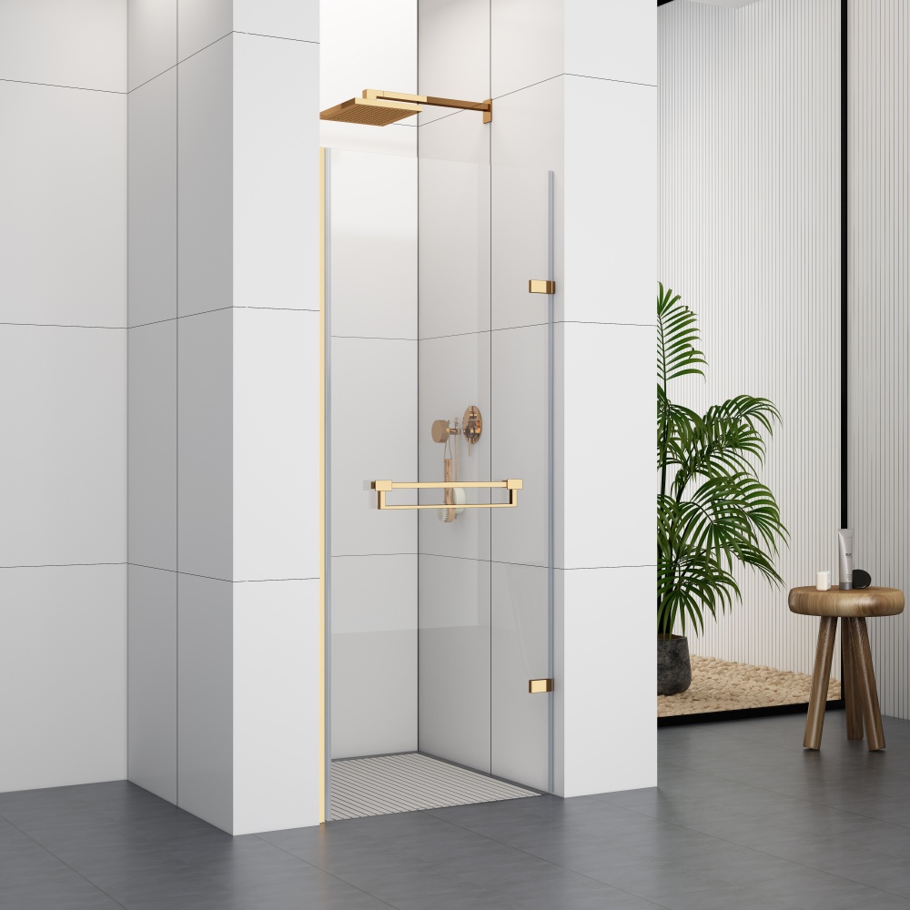 S6080SGD Golden Golden Frame Single Hinge Shower Door