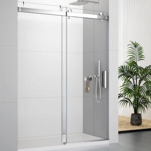 S2605C-Soft-Closing Single Sliding Frameless Chrome Shower Door