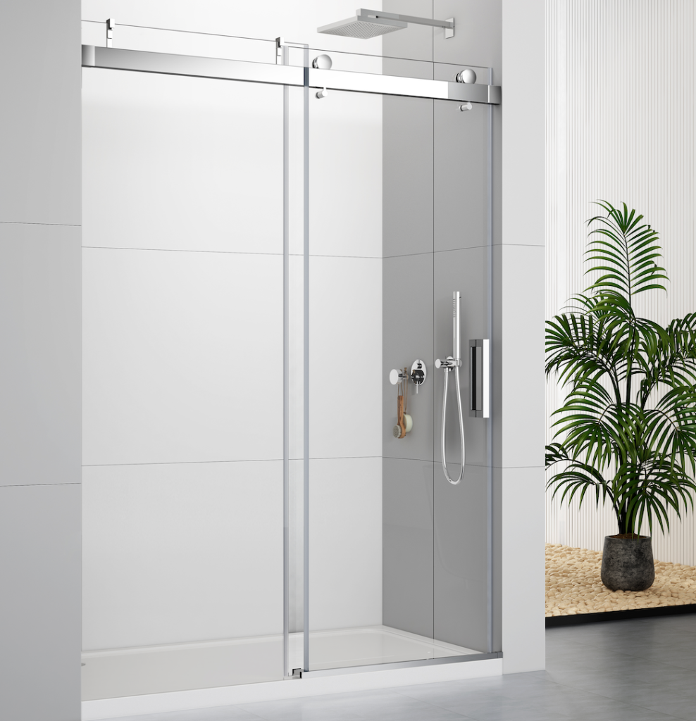 S2605C-Soft-Closing Single Sliding Frameless Chrome Shower Door