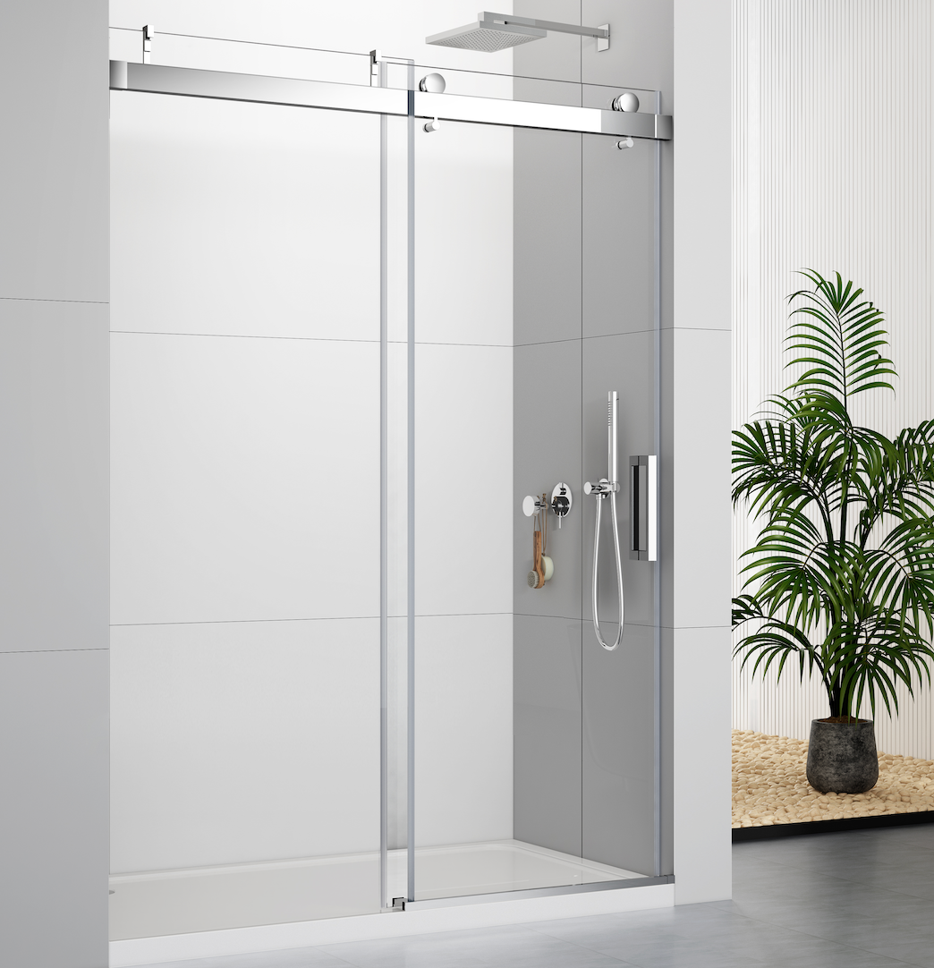 S2605C-Soft-Closing Single Sliding Frameless Chrome Shower Door